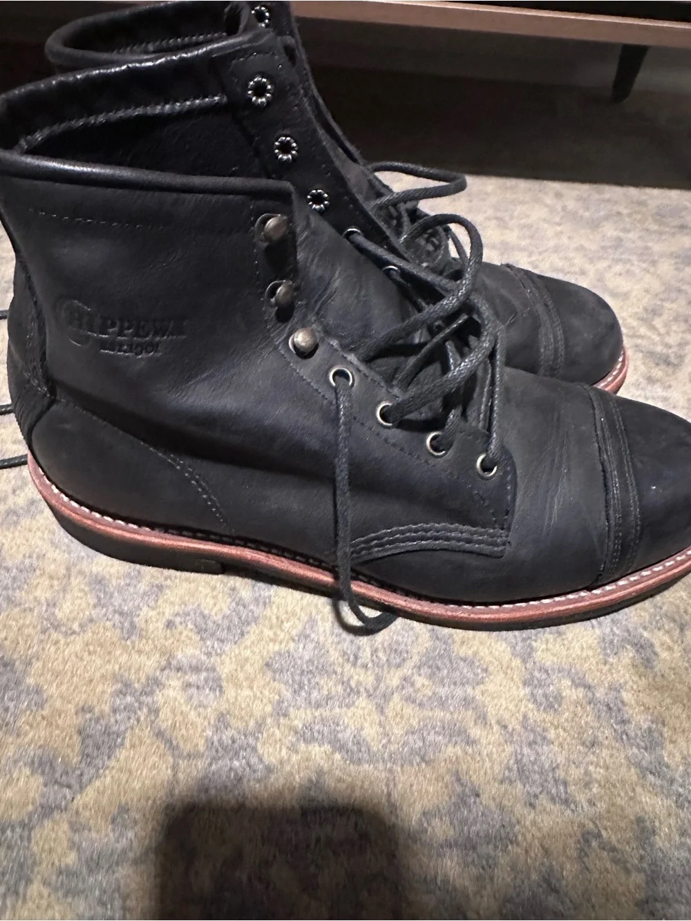 Men's Black Leather Lace-Up Boots